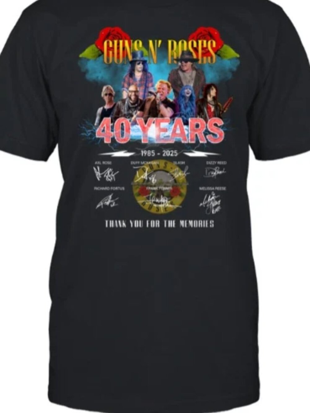 Guns N' Roses 40th Anniversary World Tour 2025 Shirt